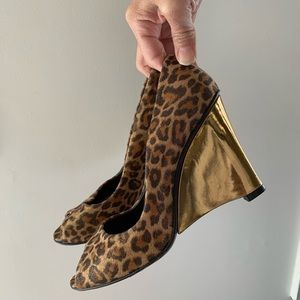 Stuart Weitzman cheetah print wedges